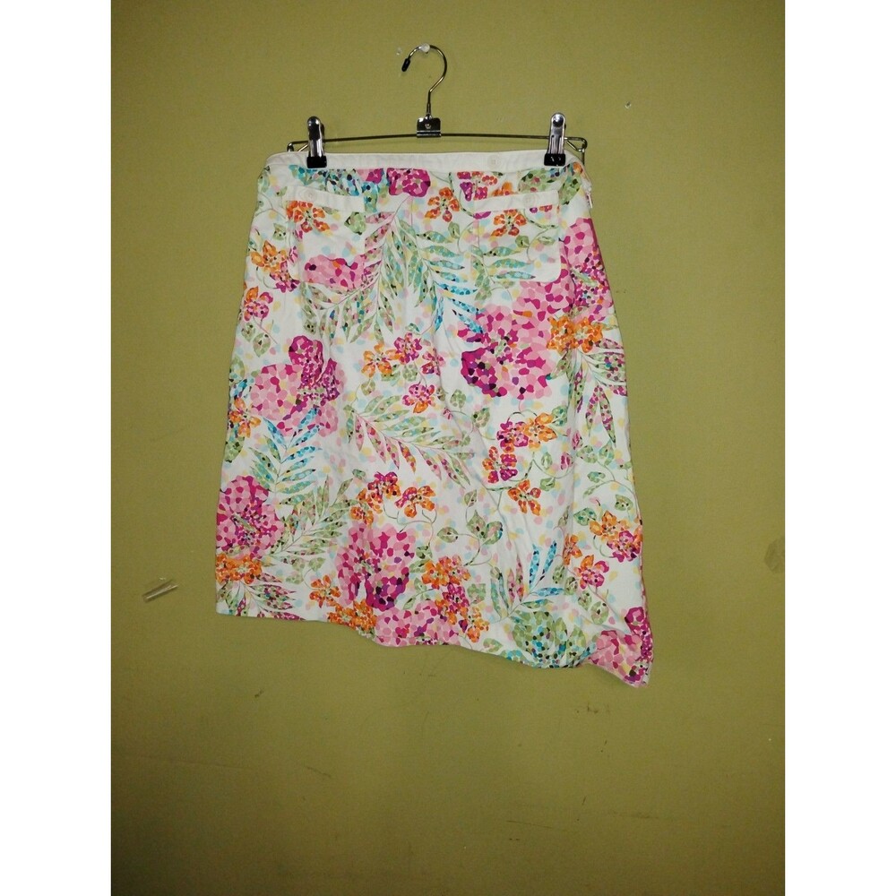 Talbots Women's 12 Colorful A Line Floral Side Zip Cotton Skirt - Pristine